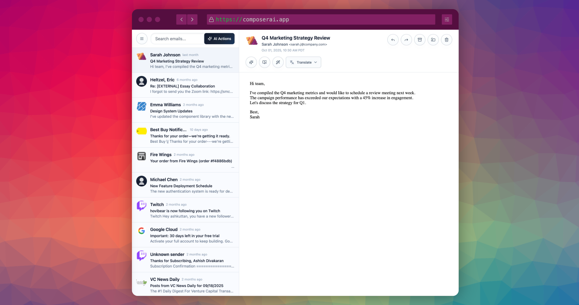 Composer - AI email that drafts and manages your mailbox